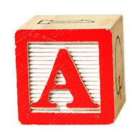 Photo of a block with the letter A